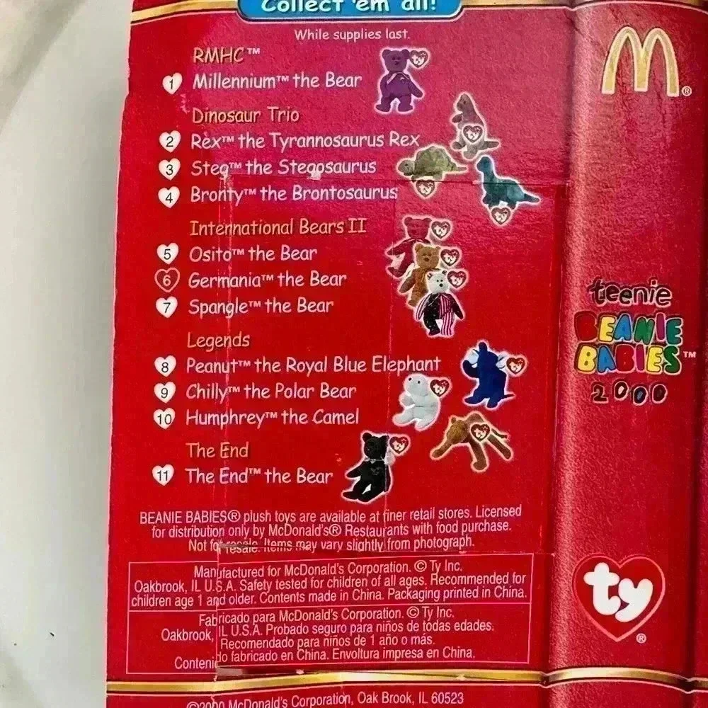 TY Teenie Beanie Baby GERMANIA Bear McDonalds Vintage International/open back